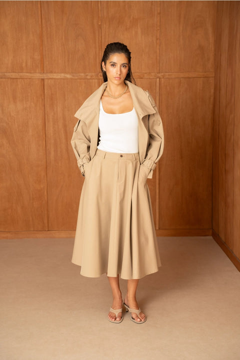 Urban Short Oversized Trench-Style Jacket with A Wrap Collar