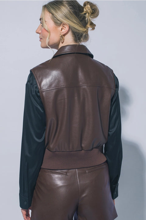 Faux Leather Zip Up Vest