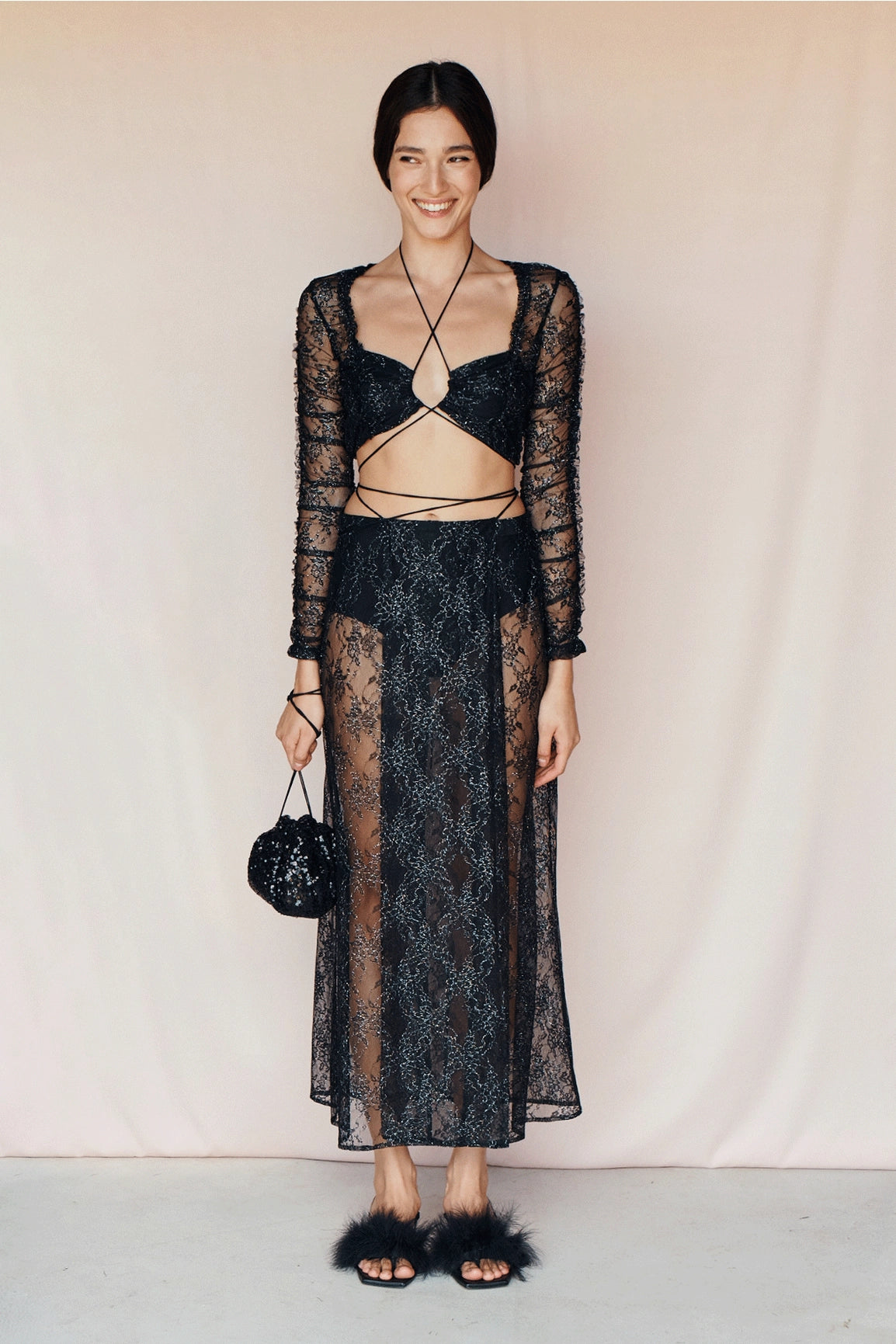 Lace Top Win - Black Floral-Clothing - Women-eikō ai-S-Urbanheer