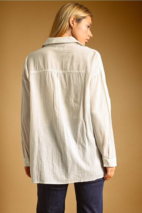 Striped Light Weight Button Down Shirts