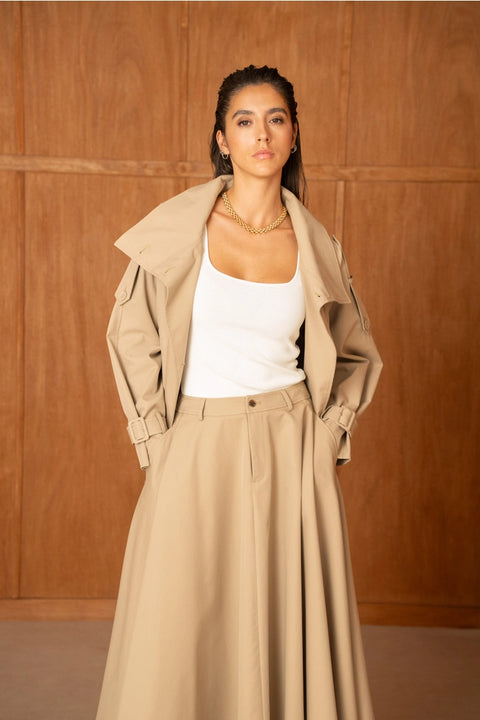 Urban Short Oversized Trench-Style Jacket with A Wrap Collar
