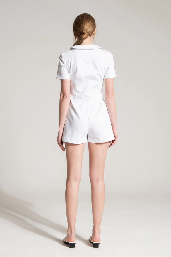 White Denim Short Jumpsuit-Jumpsuit-Nicole Baratta-XS-Urbanheer