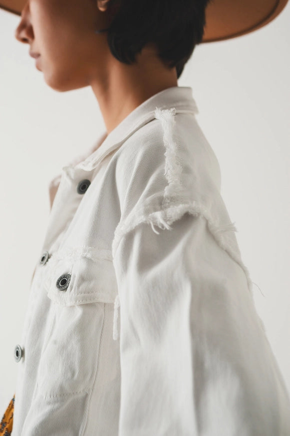 Cropped Denim Trucker Jacket in White-Shacket-Q2-White-L-Urbanheer