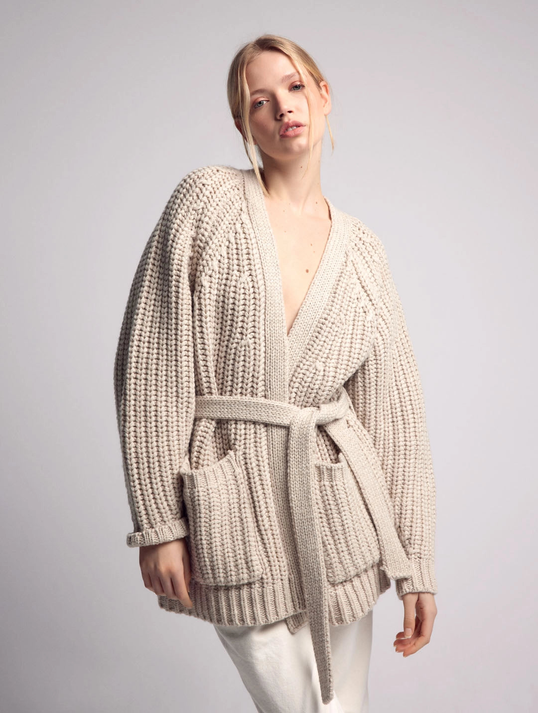 Edie Cashmere Blend Chunky Cardigan-Clothing - Women-Leap Concept-Ecru-S-Urbanheer