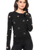 Grommet-Detail Fitted Sweater – Black