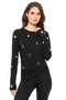 Grommet-Detail Fitted Sweater – Black