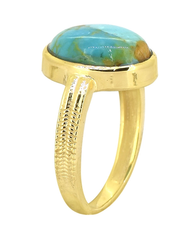 Blue Mohave Turquoise Gold Plated Over 925 Silver Ring-Ring-Tiramisu-6-Urbanheer
