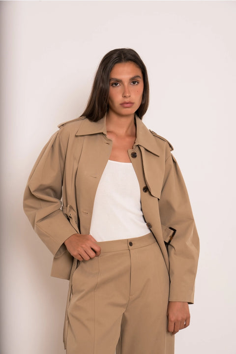 Utility Short Belted Trench Jacket
