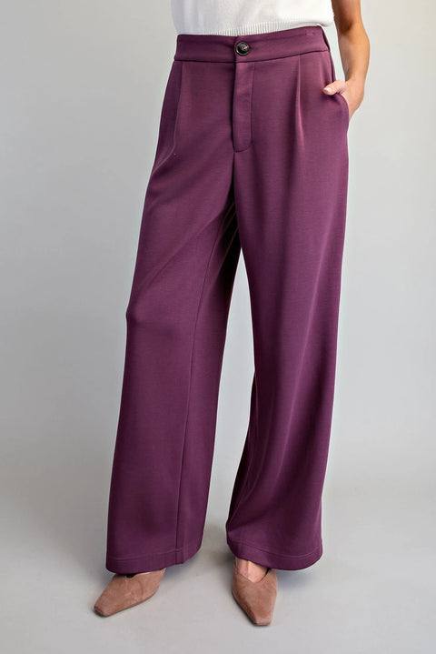 Pleated Elastic Back Waist Pants