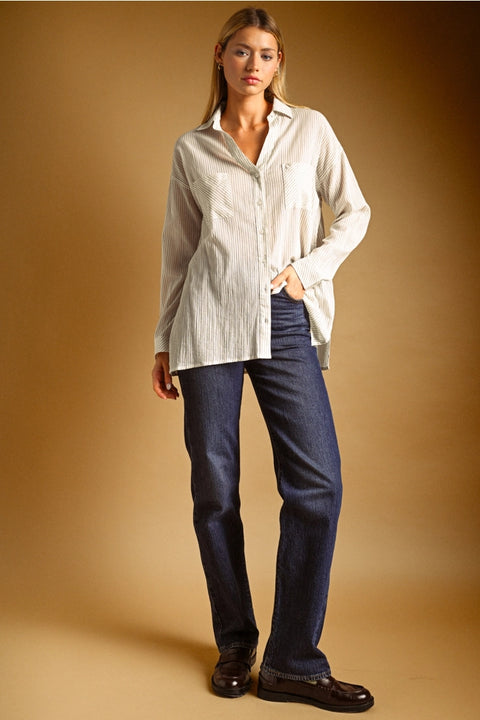 Striped Light Weight Button Down Shirts
