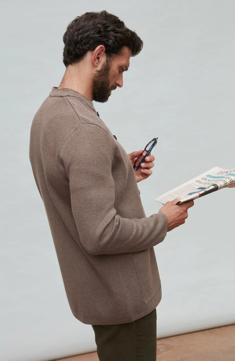 Midweight Cotton Knitted Nehru Jacket