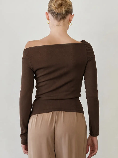 Lucy One Shoulder Long Sleeve Knit Top