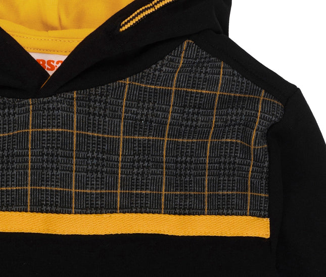 Boy'S Black Cotton Fleece Sweatshirt With Hood.-UBS2-Urbanheer