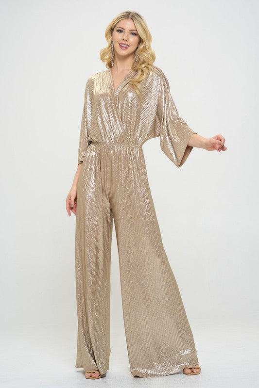 Made in USA Kimono Sleeve Wide Leg Jumpsuit-Jumpsuit-Renee C.-Gold-S-Urbanheer