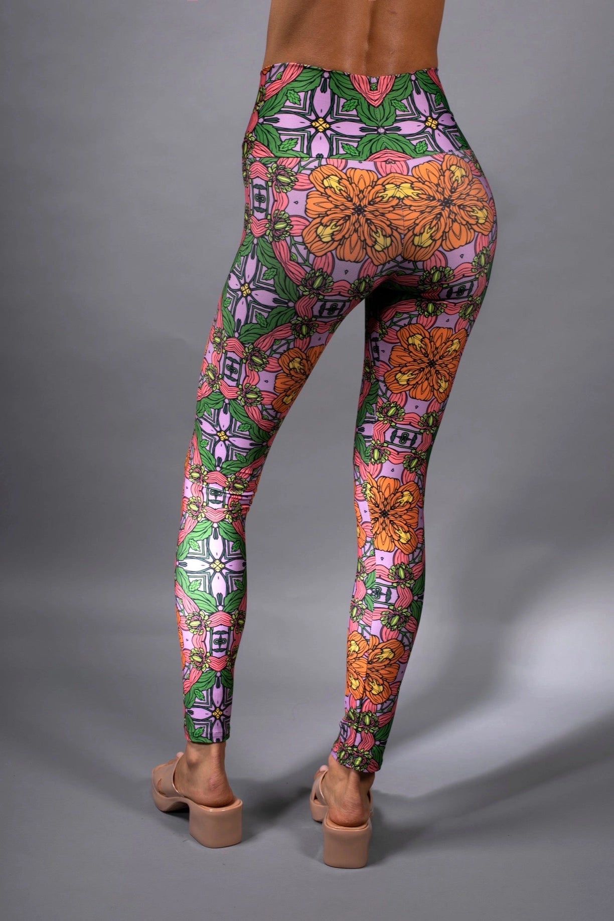 Exotic Floral Orange Pink Hig Waisted Trousers- Who-Nuvula-XS-Urbanheer