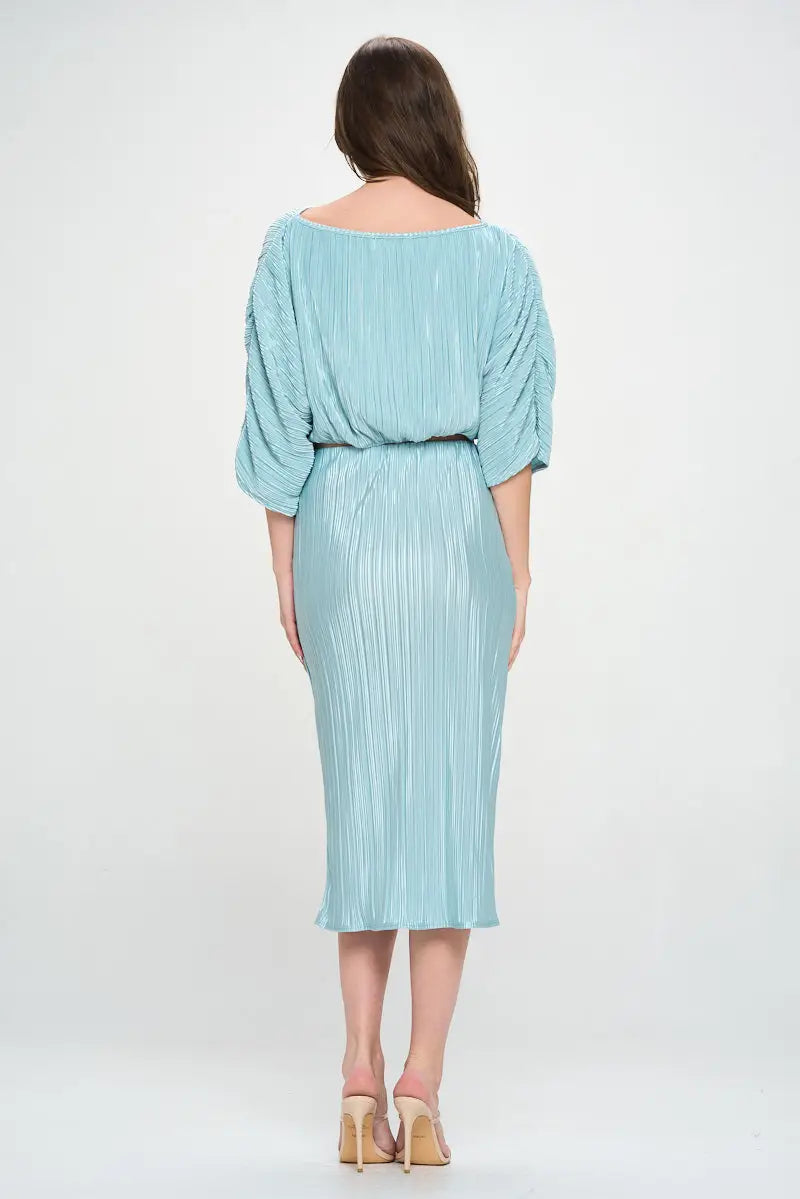 Vibrant Plisse Scoop Neck Crop Top-Renee C.-S-Urbanheer