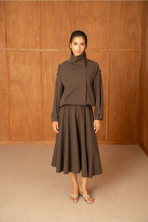Urban Short Oversized Trench-Style Jacket with A Wrap Collar