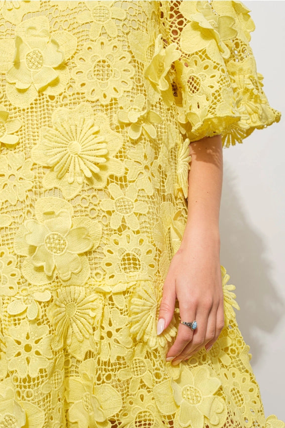 3D Crochet Lace Peplum Mini Dress-Dress-Blue B-S-LEMON-Urbanheer