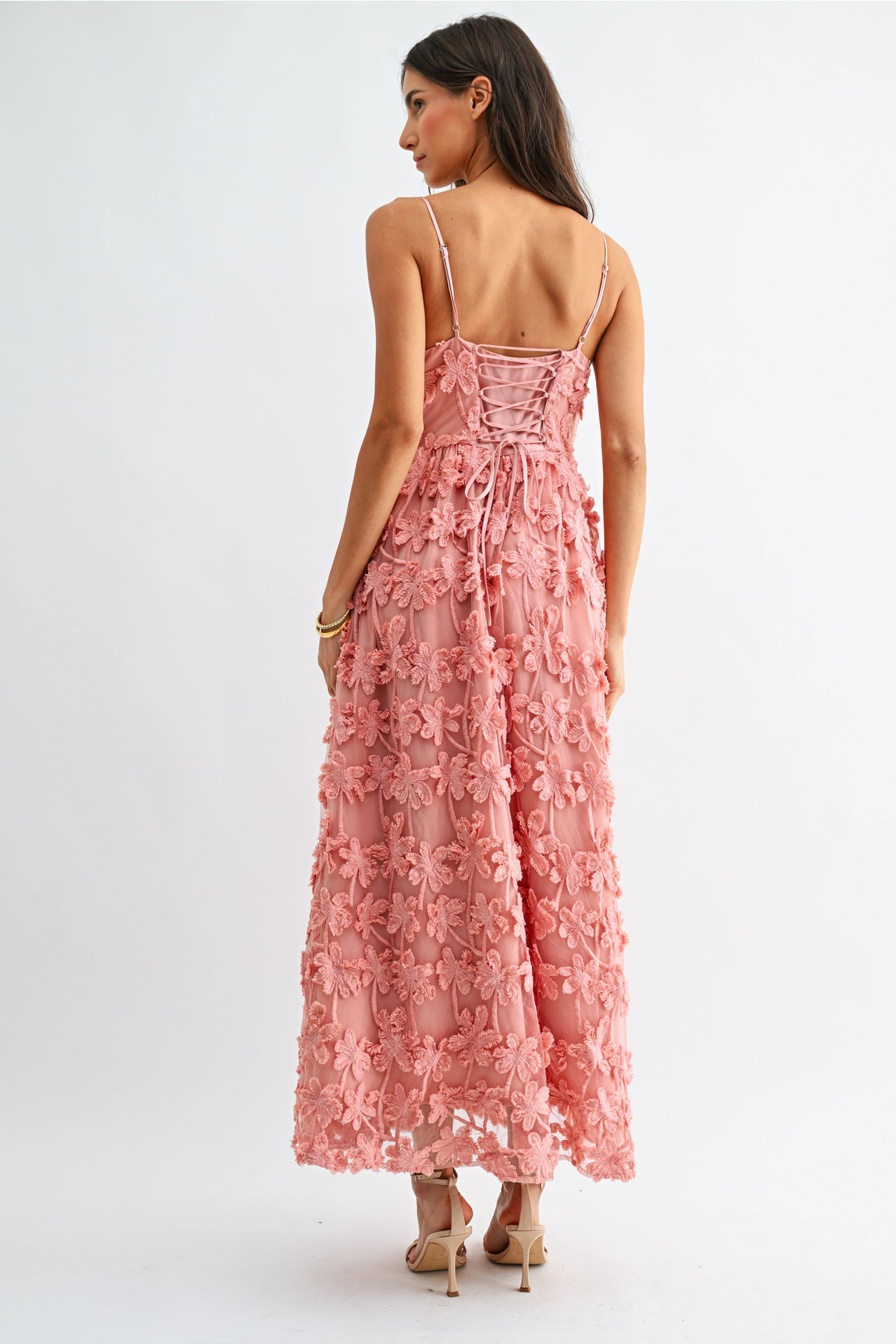 3D Floral Embroidered A-Line Gown