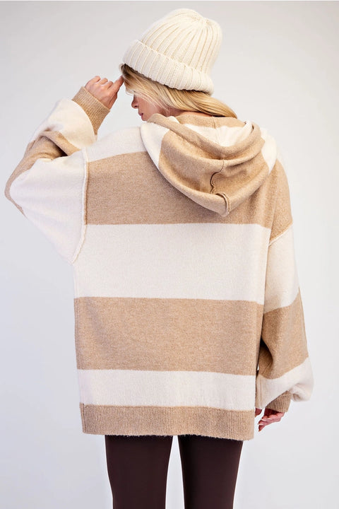 Striped Oversized Hoodie Sweater