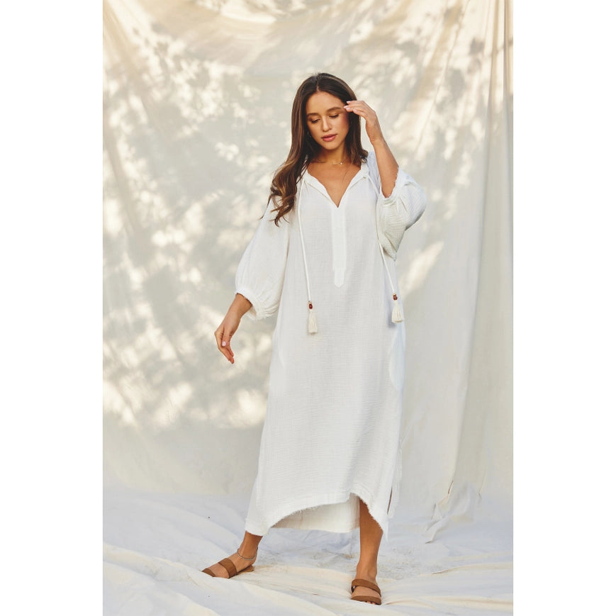 Venice Rlaxed Midi Dress-Dress-Dress Forum-S-IVORY-Urbanheer