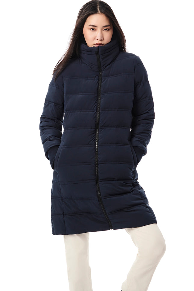 Horizontal Quilt Puffer Jacket - Navy-Clothing - Women-Bernardo-Navy-XS-Urbanheer