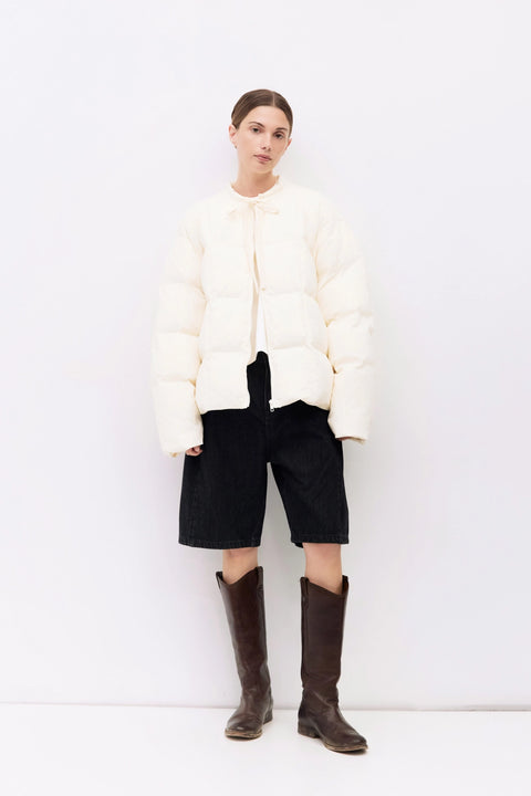 The Mila Jacket | Puffer Jacket with Neck Tie Detail