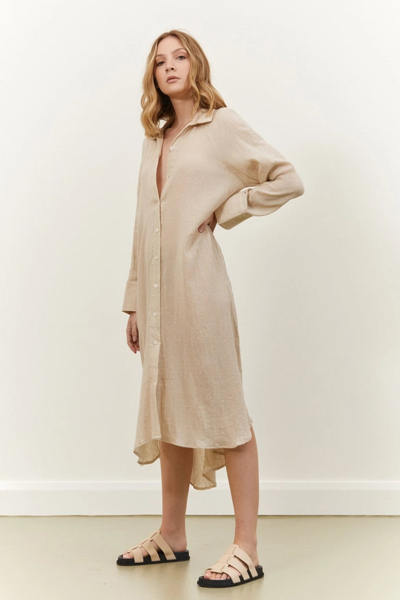 Jarrah Shirt Dress - Natural-Dress-Before Anyone Else-M-Urbanheer