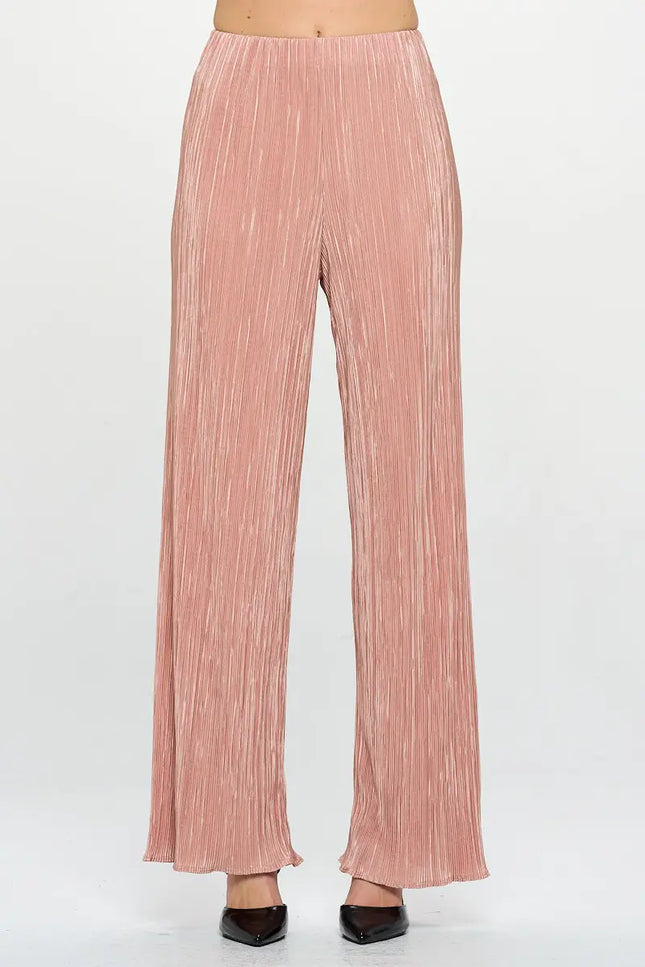 Vibrant Plisse Straight Leg Pants-Clothing - Women-Renee C.-Urbanheer