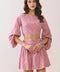 Two Piece Striped Cropped Top and Skirt Set