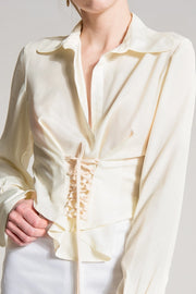 Cream Lace-Up Shirt-SHIRT-Nicole Baratta-S-Urbanheer