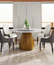 Luxury Round Marble Dining Table Set with Rotating Turntable & 6 Chairs