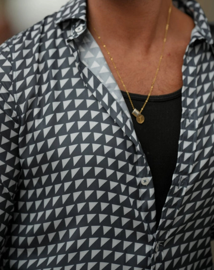 Triangular Geometric Print Shirt-SHIRT-Donato-S-Urbanheer