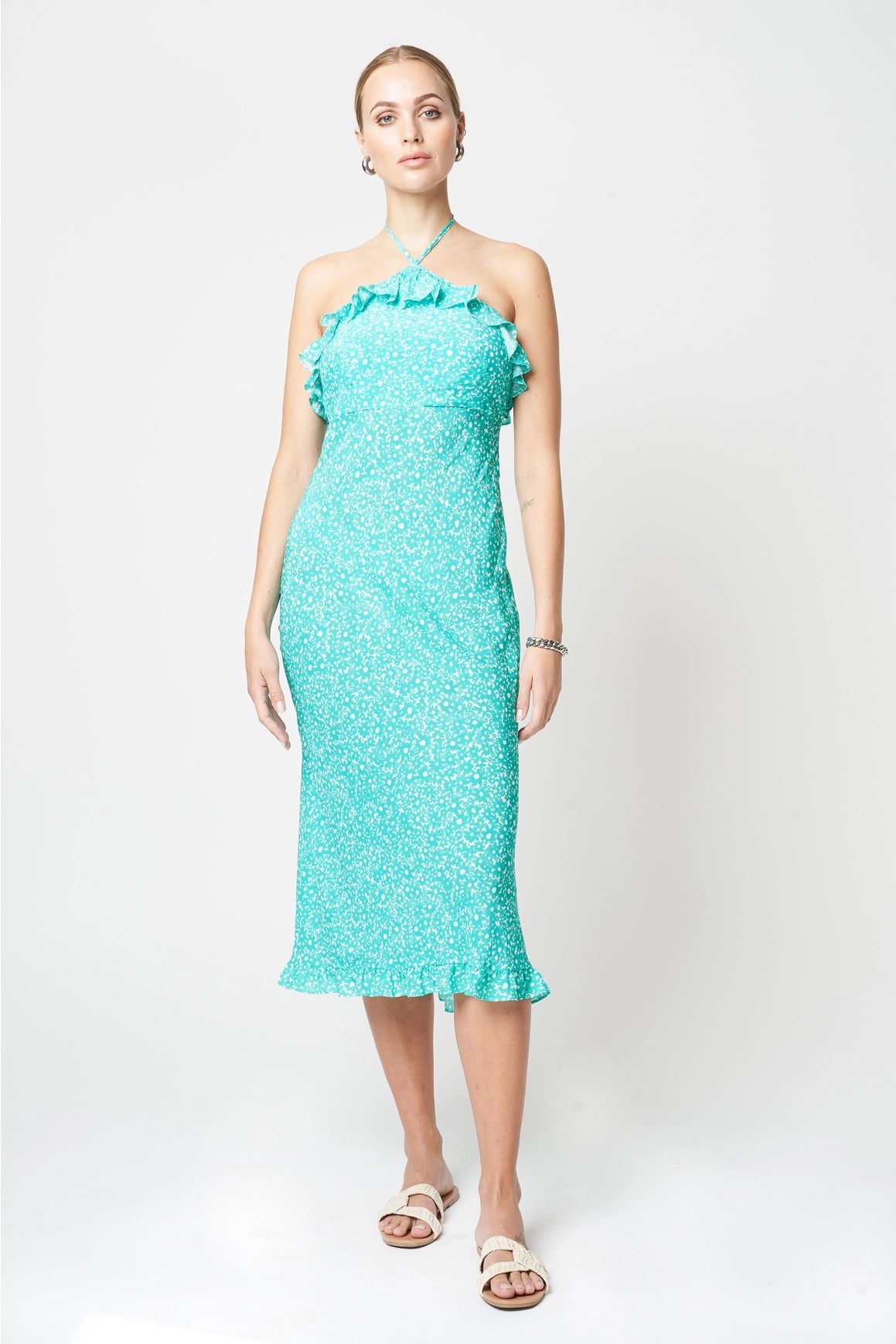 Gabriella Dress Green Daisy-Clothing - Women-Fresha London-XXS-Urbanheer