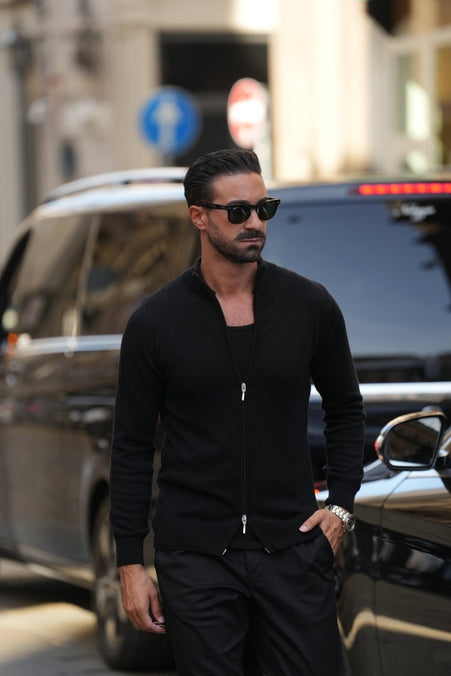 Black Zip Cardigan-Clothing - Men-Donato-S-Urbanheer