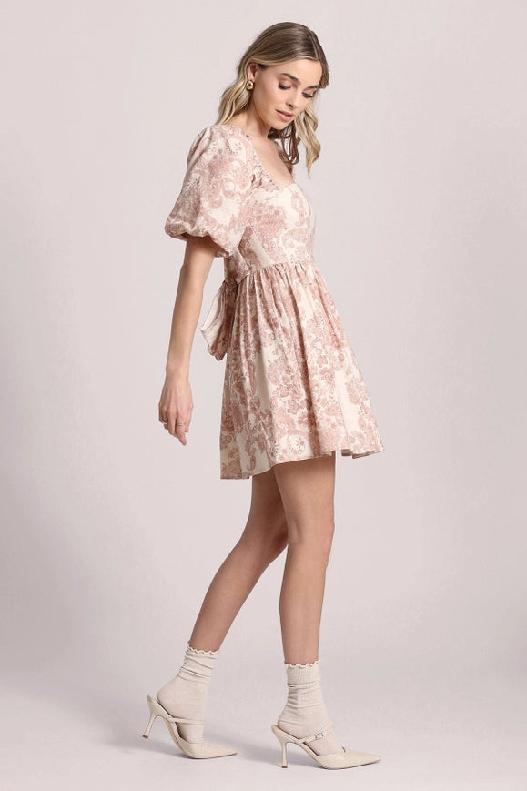 Baroque Paisley Linen Blend Babydoll Dress-dress-Avec Les Filles-Urbanheer