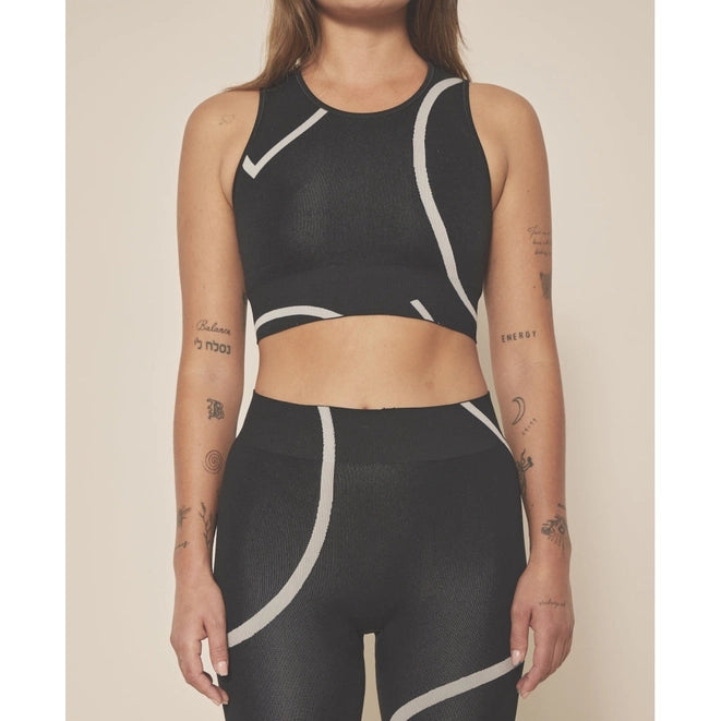 Loud Logo Crop Top - Black / Sustained Grey-TOP-Moonchild Yoga Wear-S-Urbanheer