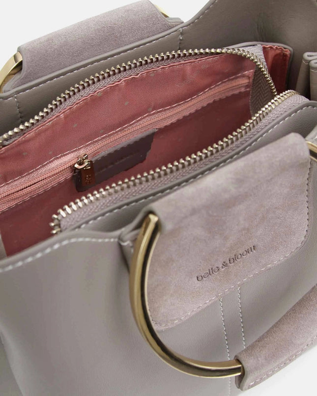 Twilight Leather Cross-Body Bag - Grey-Bag-Belle & Bloom-H21cm x W25cm x D12cm-Urbanheer