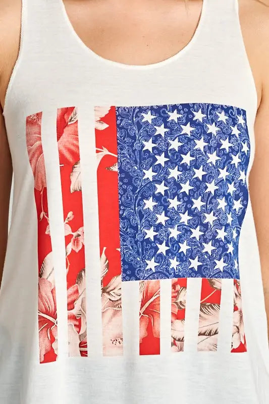 American Flag Print Graphic Tanktop-Clothing - Women-LA Soul-Urbanheer