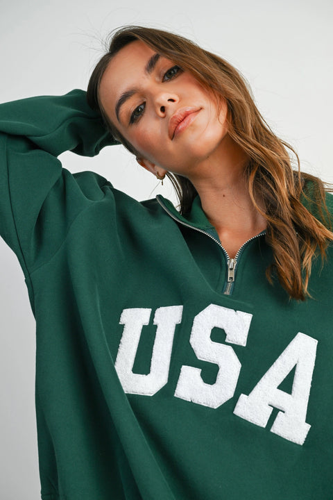 Quarter Zip Long Sleeve Sweatshirt