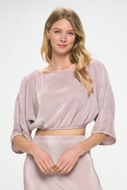 Vibrant Plisse Scoop Neck Crop Top-Renee C.-S-Urbanheer