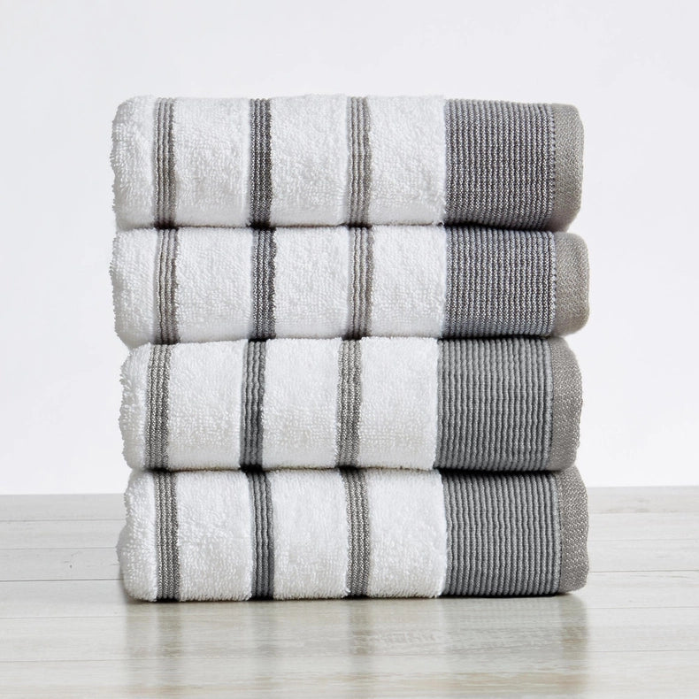 4 Pack Cotton Stripe Hand Towel - Noelle Collection-Towel-BH Collective-Dark Grey / Light Grey-Urbanheer