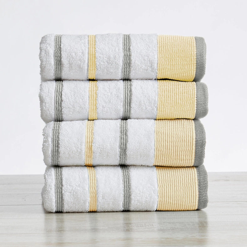 4 Pack Cotton Stripe Hand Towel - Noelle Collection-Towel-BH Collective-Gold / Grey-Urbanheer