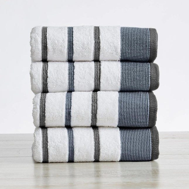 4 Pack Cotton Stripe Hand Towel - Noelle Collection