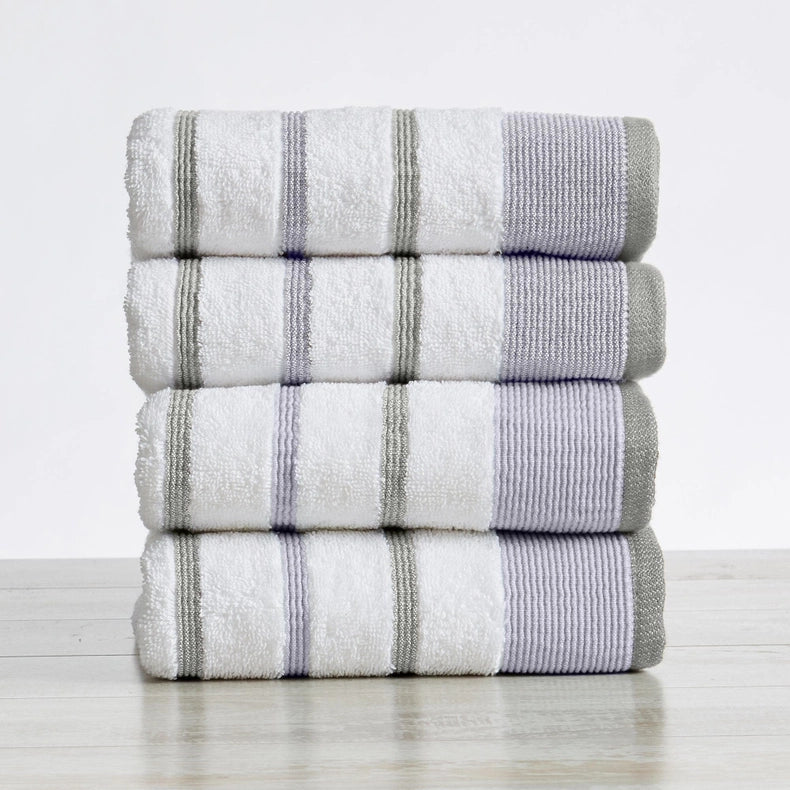 4 Pack Cotton Stripe Hand Towel - Noelle Collection-Towel-BH Collective-Gold / Grey-Urbanheer