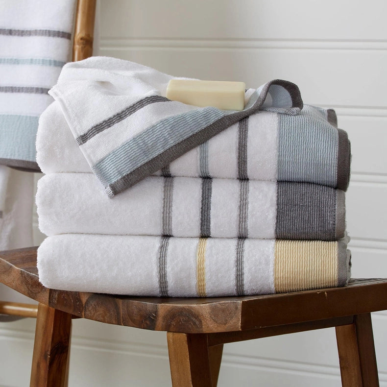4 Pack Cotton Stripe Hand Towel - Noelle Collection-Towel-BH Collective-Gold / Grey-Urbanheer