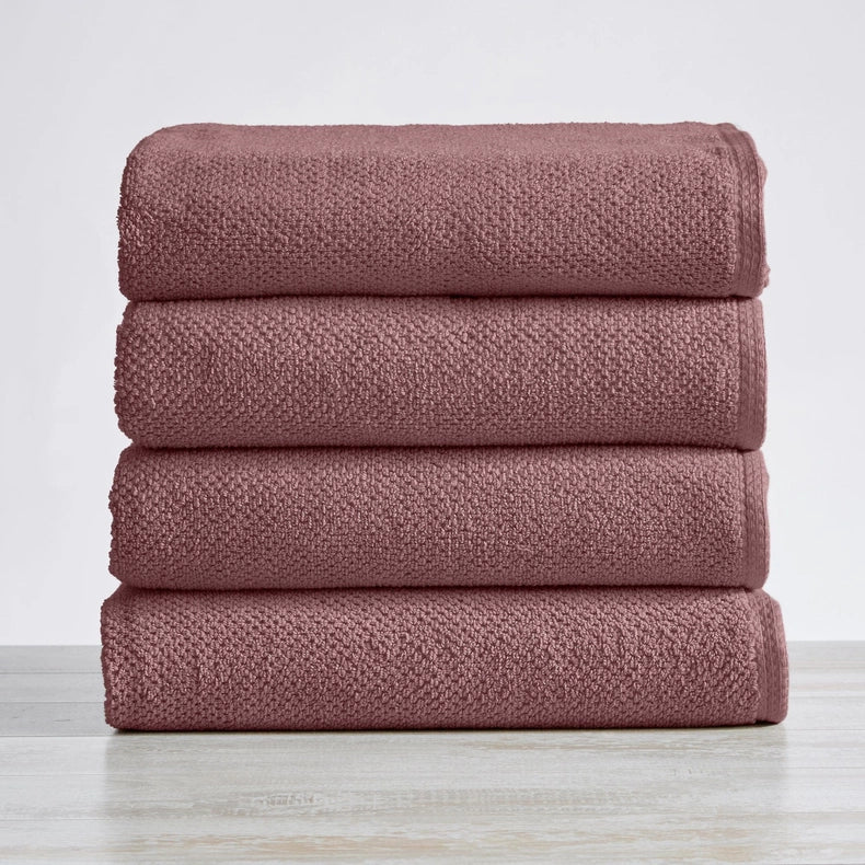 4 Pack Cotton Textured Bath Towels - Acacia Collection-Towel-BH Collective-Silver Cloud-Urbanheer