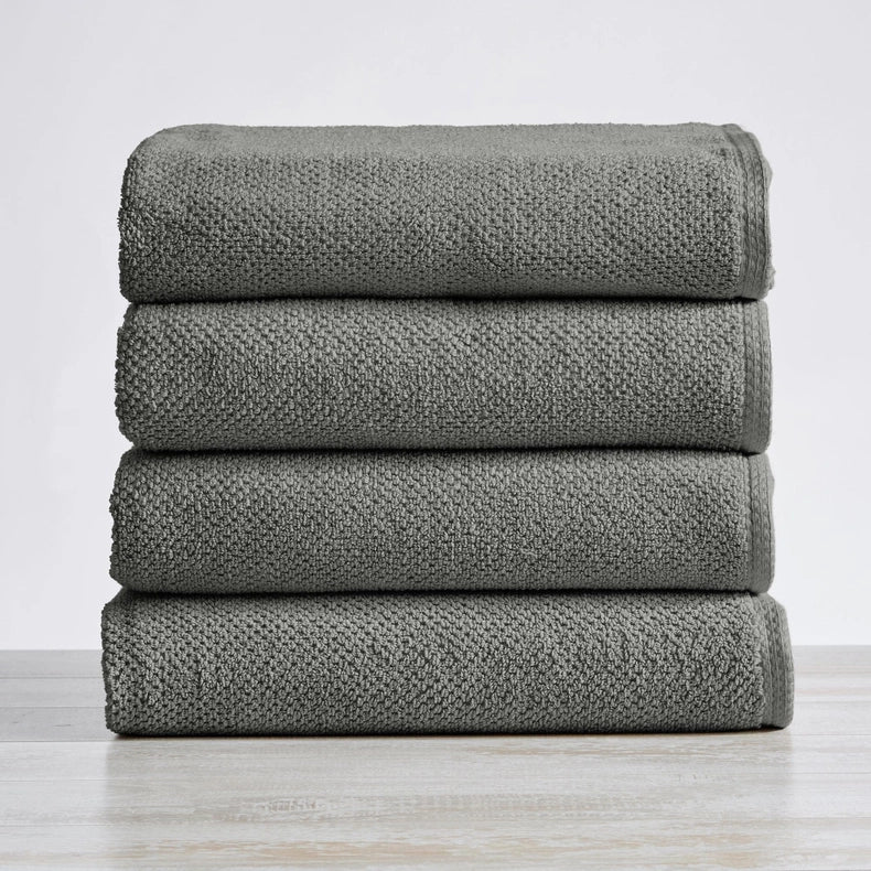 4 Pack Cotton Textured Bath Towels - Acacia Collection-Towel-BH Collective-Silver Cloud-Urbanheer