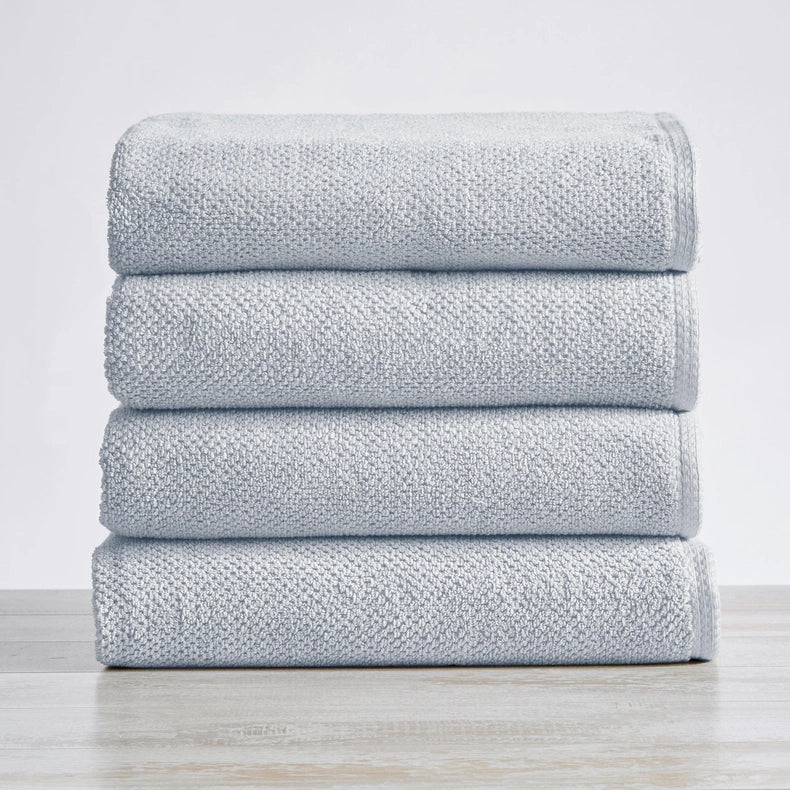 4 Pack Cotton Textured Bath Towels - Acacia Collection-Towel-BH Collective-Silver Cloud-Urbanheer