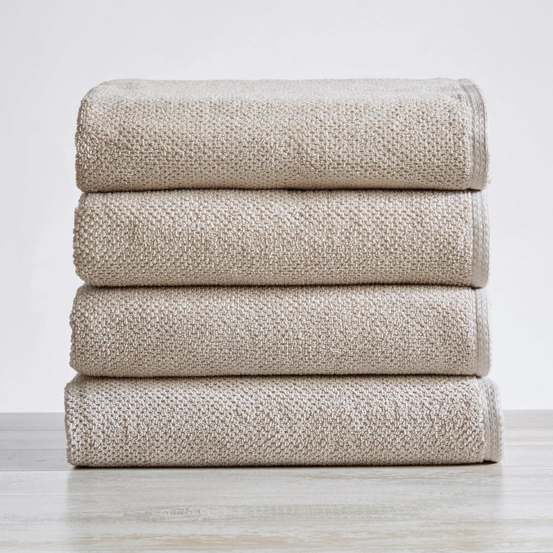 4 Pack Cotton Textured Bath Towels - Acacia Collection-Towel-BH Collective-Silver Cloud-Urbanheer